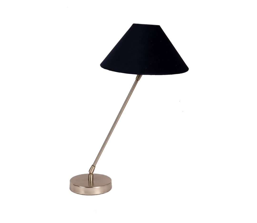 Small Silver Table Lamp with Blue Velvet Shade (53.3 cm H)