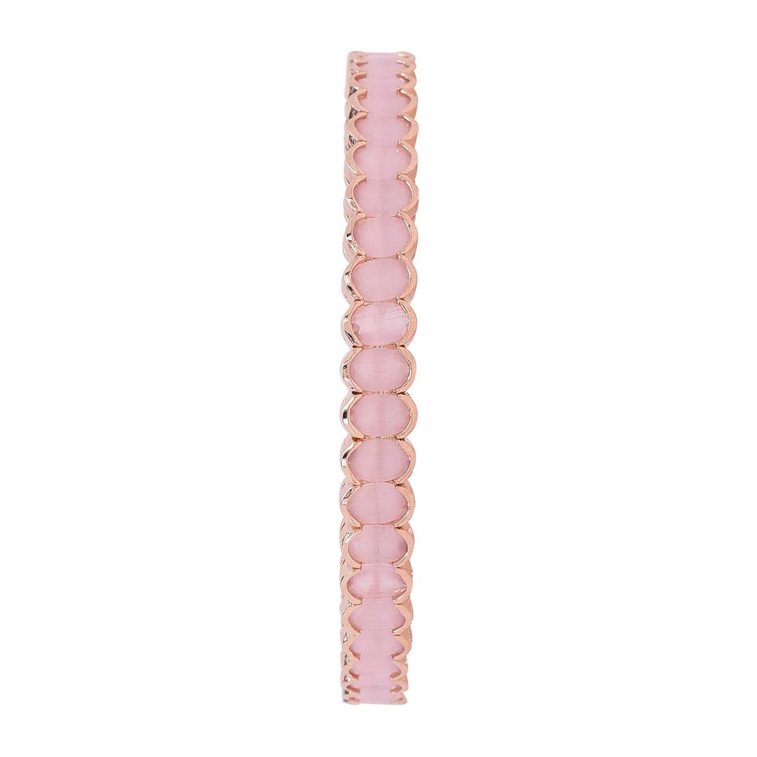 Rose Gold CZ Diamond Pink Bangle | Rose Gold Plated CZ American Diamond Pink Bangles Set