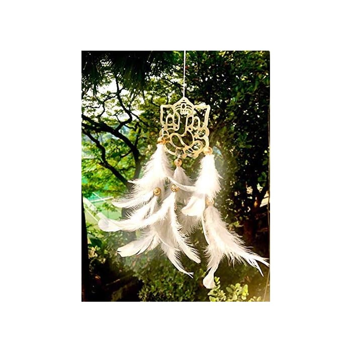 White Ganesh Car Hanging | White Ganesh Car Hanging - Handmade Dream Catcher for Positivity