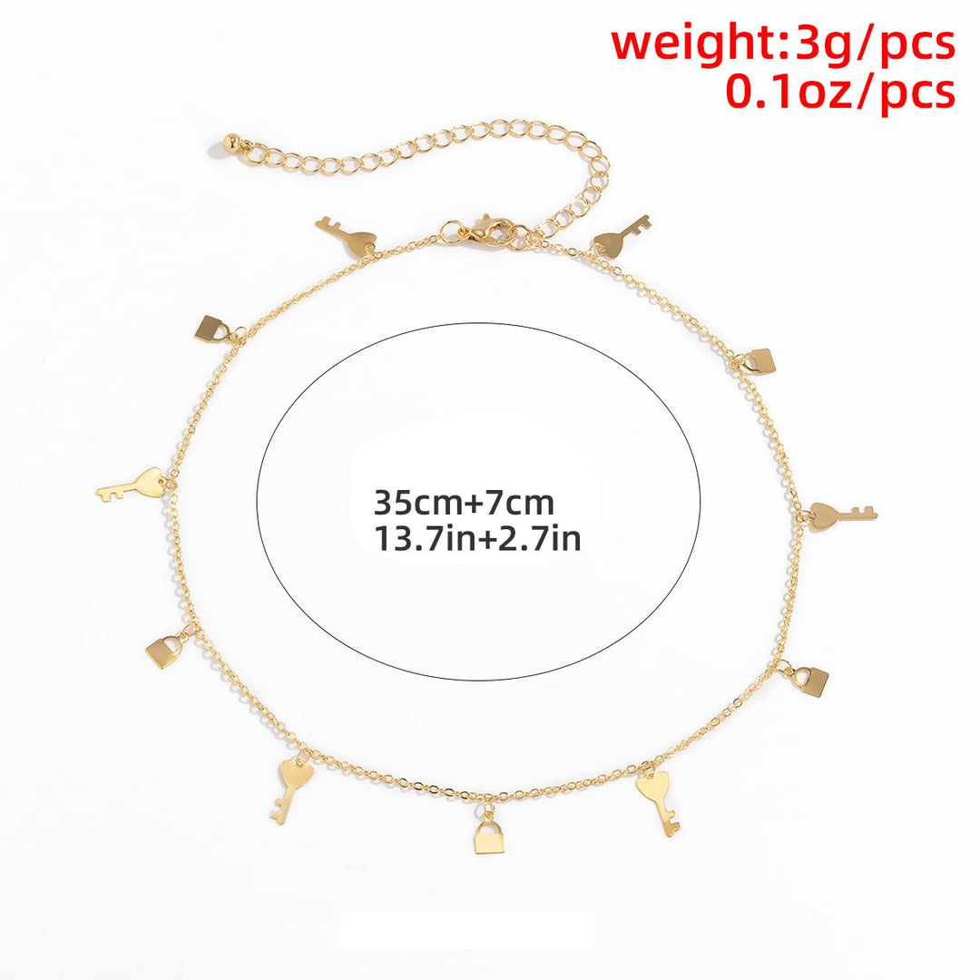 Charm Necklace in High-Quality Alloy | Thin Lock and Key Charms Casual Wear Necklace Alloy for Women and Girls