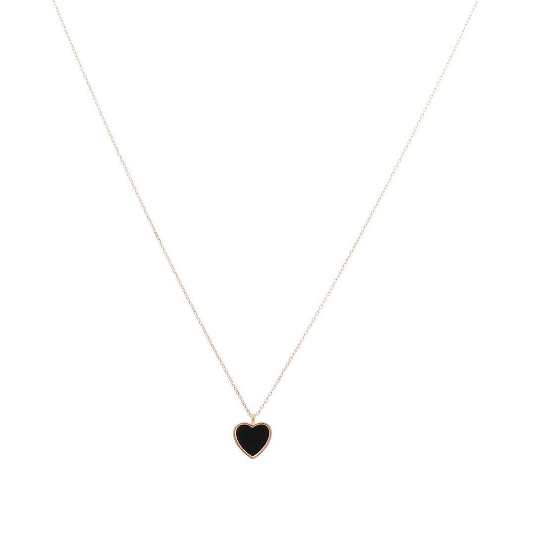 Reversible Heart Pendant Necklace | Reversible Black & Red Heart Pendant Necklace