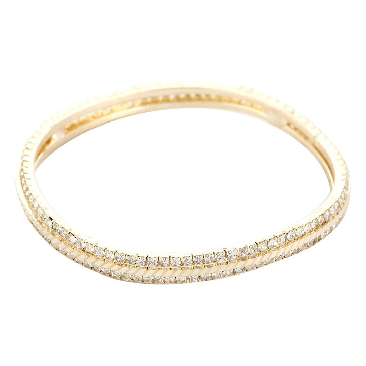 Golden Bangles with Metal and Crystal | Sizzling Stone Golden Bangles