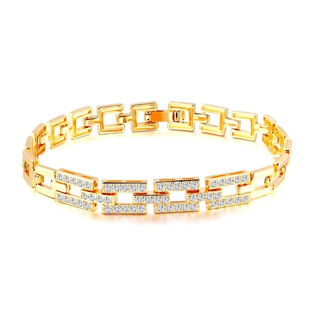 18K Glittering Link Bracelet | Golden 18K Plated Glittering Link Bracelet