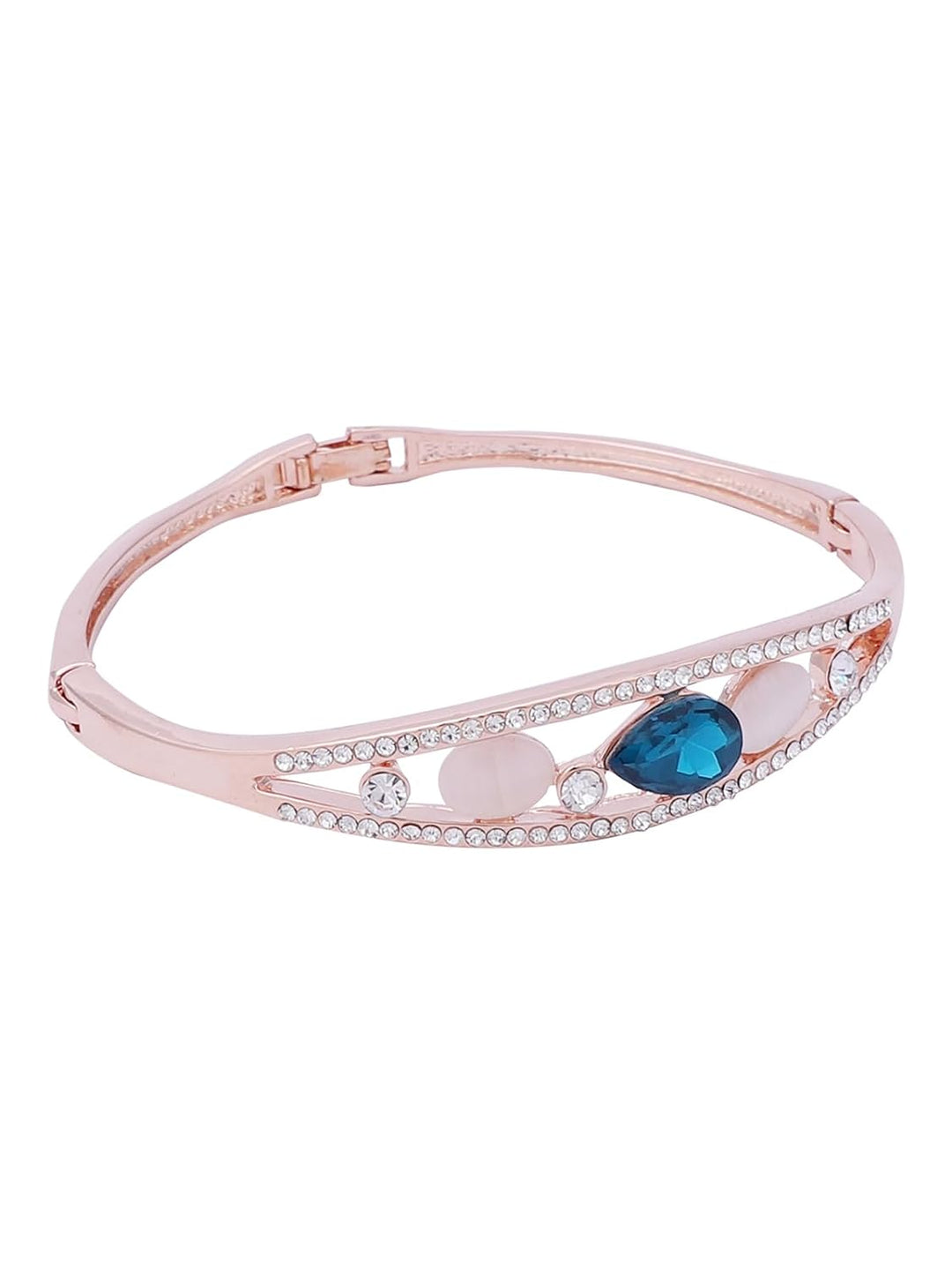 Crystal Studded Bracelet for Women and Girls | Rose Gold Plated Blue Crystal Studded Bracelet for Women/Girls