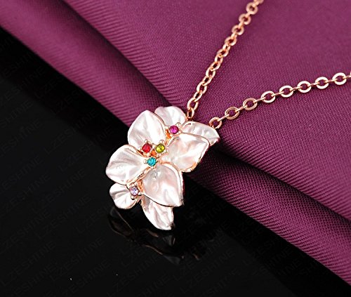 Elegant Floral Pendant Necklace | White Austrian Crystal Enamel Floral Pendant Necklace for Women & Girls