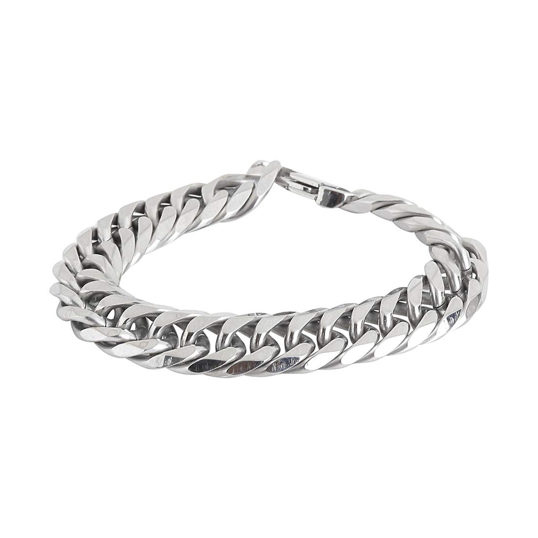 Stainless Steel Link Chain Bracelet | Silver Stainless Steel Thick Link Chain Bracelet for Men & Boys