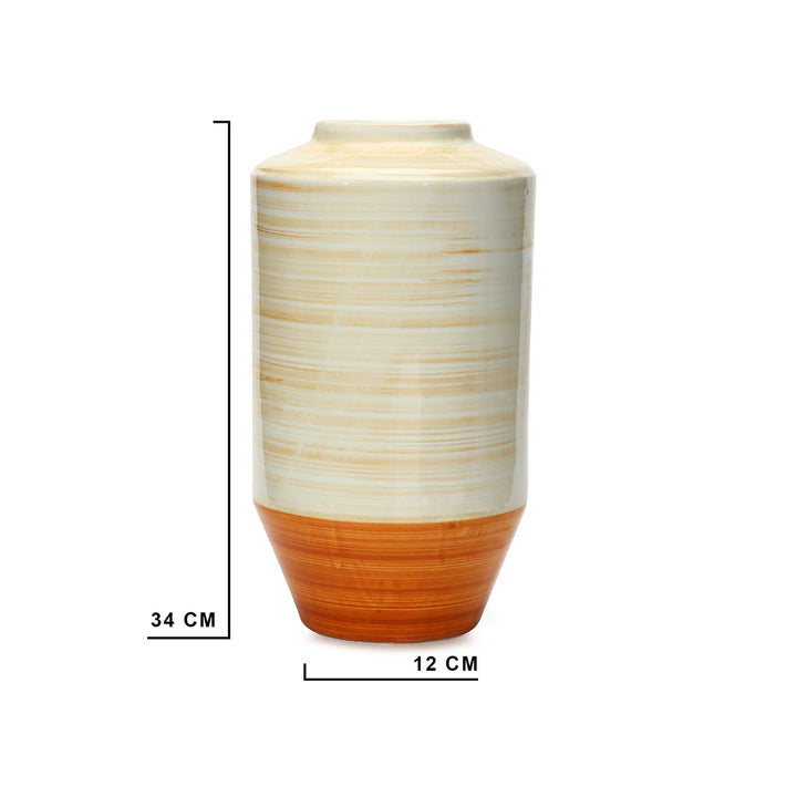 Ceramic Vase with Orange Spiral Rings | Handmade Medium Ceramic Spiral Print Vase - Orange