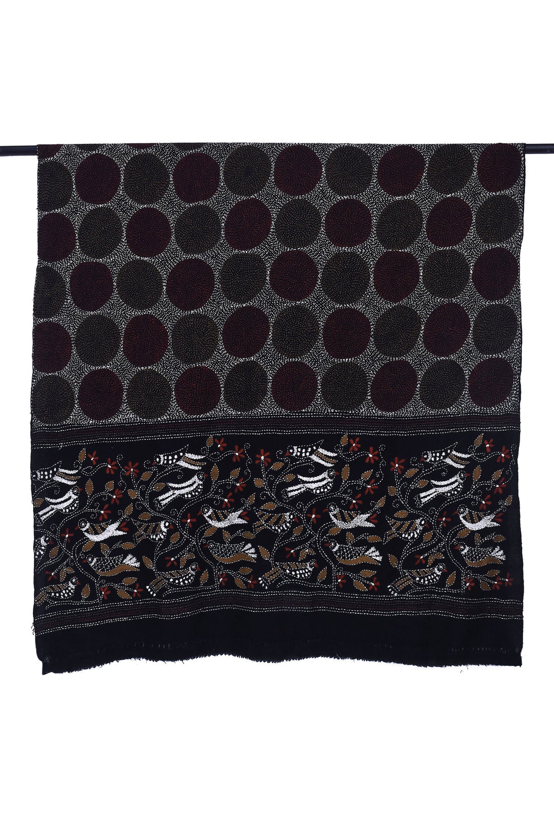 Kantha Hand Embroidered Cashmere Stole - Dry Clean Only | Azura Cashmere Stole - Black