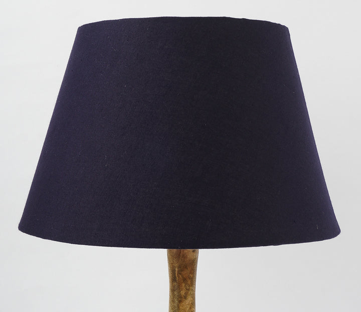 Blue Solid Wood Pillar Lamp with Shade