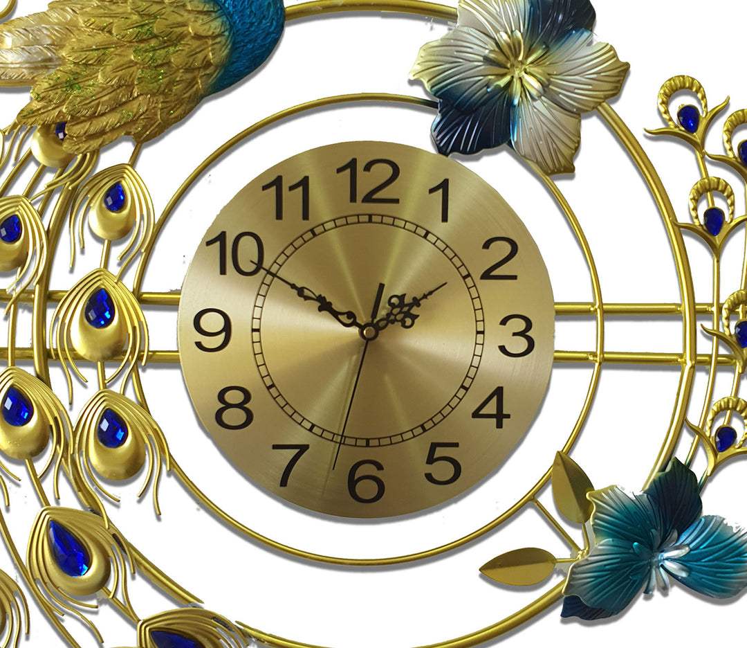 Multicolor Peacock Metal Wall Clock