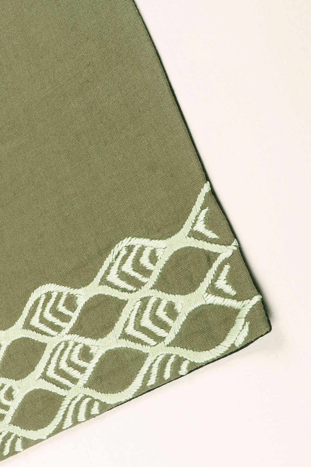Embroidered Table Mats - Set of 6 | Elias Handwoven Table Mats - Set Of 6 Pcs - Olive Green & Brown