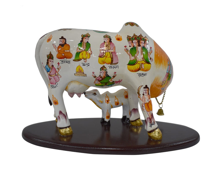 Majestic Multicolor Handpainted Marble Nandi Statue