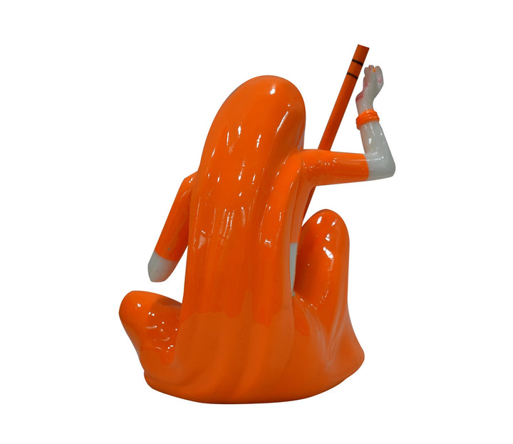 Decorative Hand-Painted Marble Figurine in Orange