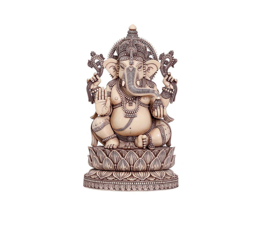Premium White Stone Ganesha Idol | White Stone Premium Ganesha Religious Idol