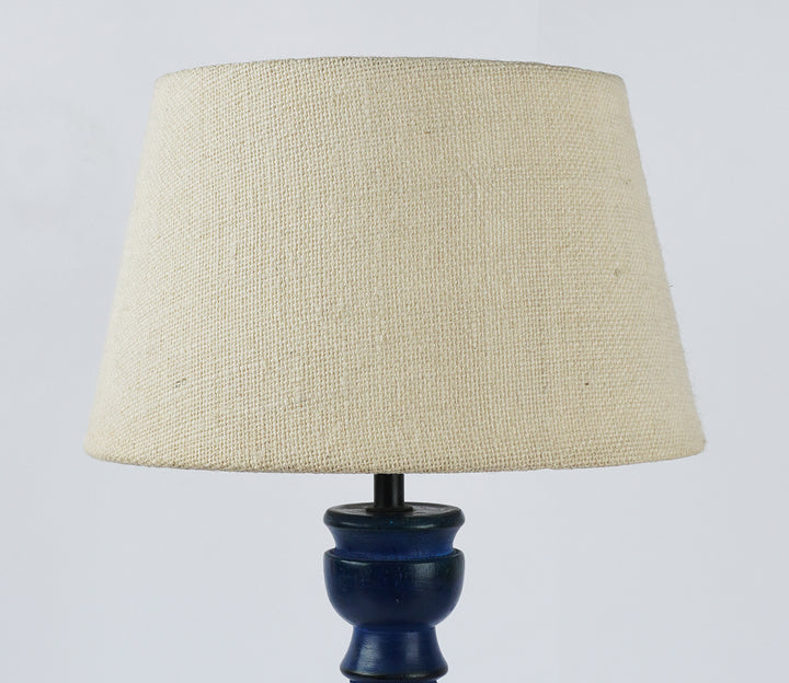 Textured Beige and Vintage Blue Table Lamp with LED Bulb