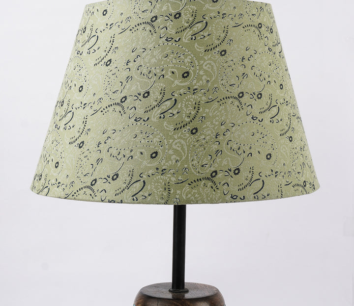Green Floral Ribbed Table Lamp with Shade (Medium)