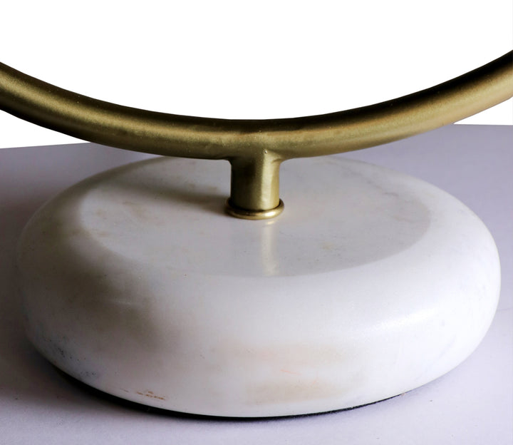 Natural Wood Pebble Table Lamp (Off-White Shade)