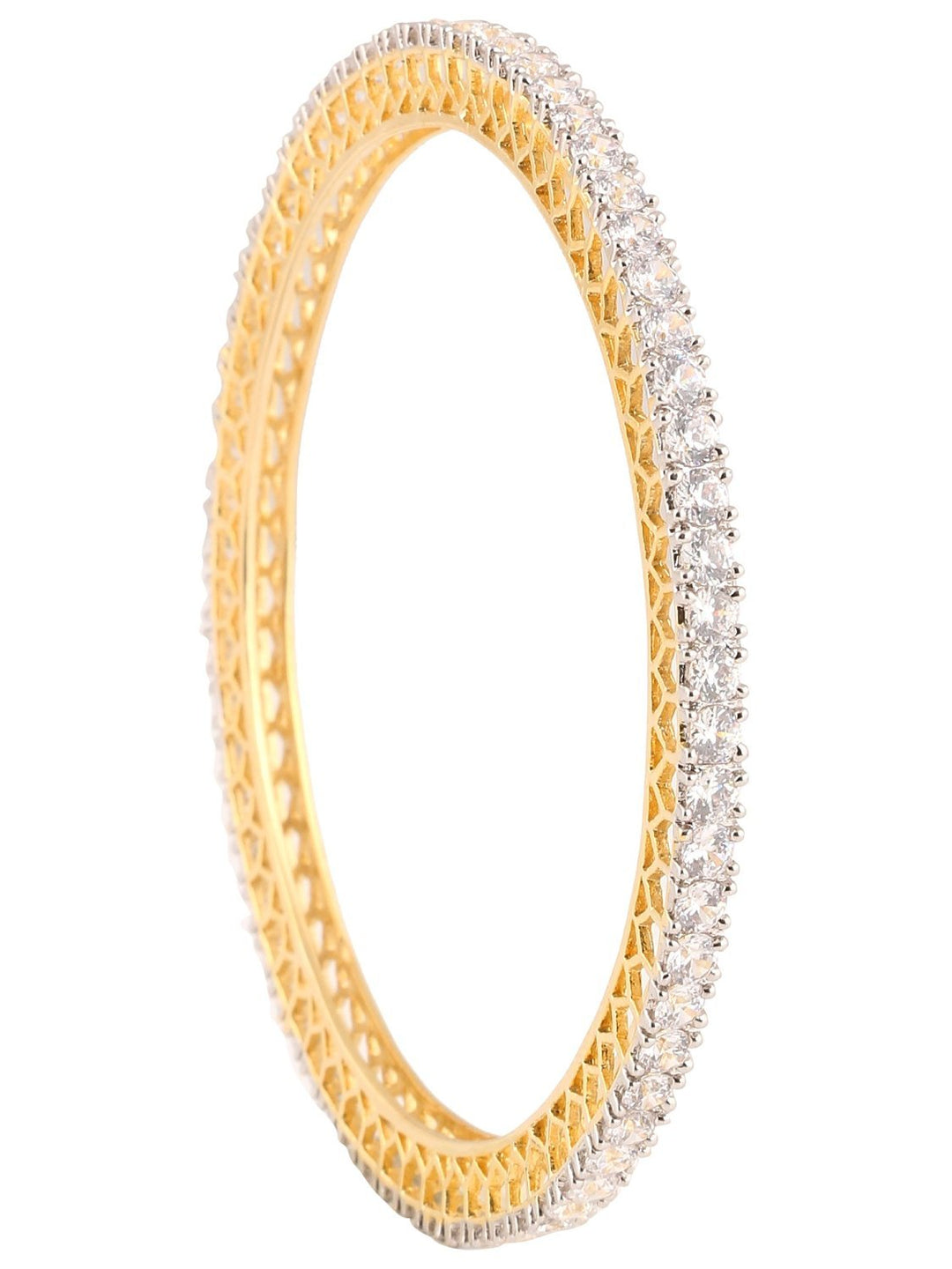 Gold-Plated Diamond Studded Bangles Set | Beautiful CZ/AD Gold Bangles - RV325W