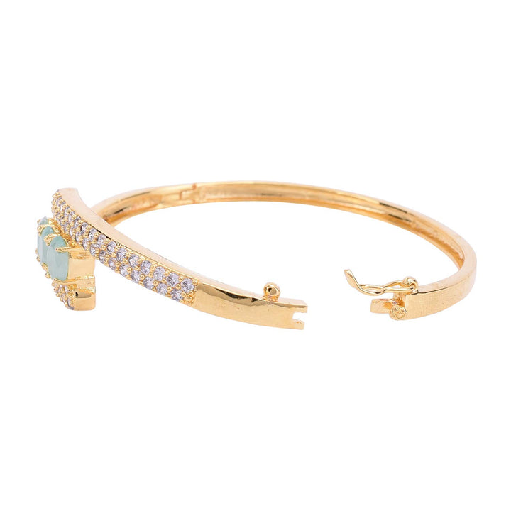 Gold Plated CZ Studded Bracelet | Gold Plated Openable Designer Sleek Bracelet