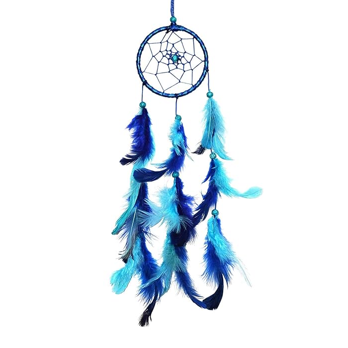 Blue Mini Dream Catcher | Mini Dream Catcher for Car Hanging and Wall Decor - Handcrafted (Blue)