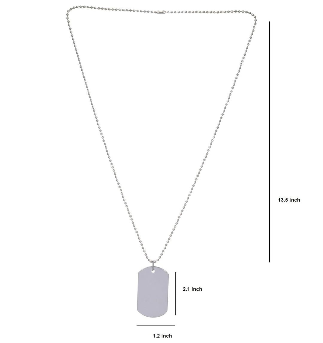 Silver Dogtag Necklace | Cool Silver Metallic Dogtag Pendant Necklace for Men & Boys