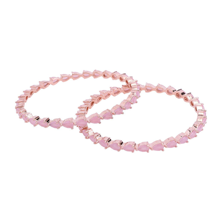 Rose Gold CZ Bangle Set | Radiant in Rose Gold: Pink Pear Shape Party Bangles