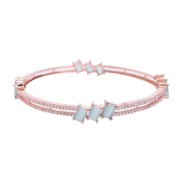 Rose Gold CZ Bangle - Lightweight and Versatile | Rose Gold CZ White Mint Green American Diamond Bangle Set