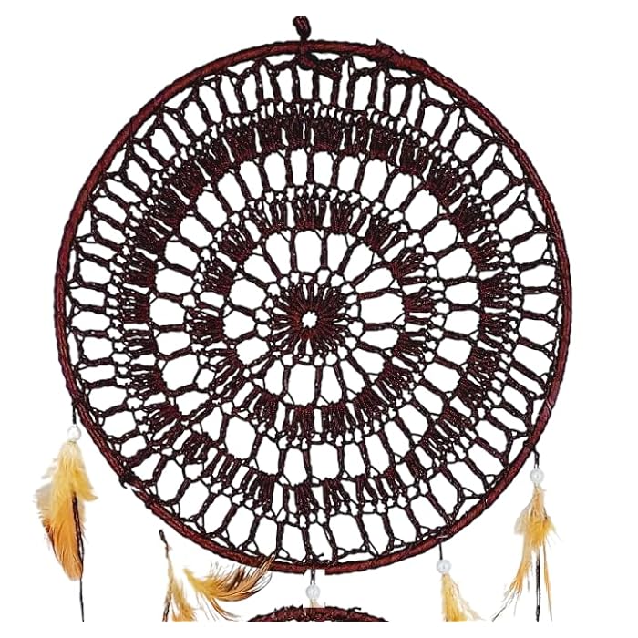 Brown Dream Catcher Wall Decor | Dream Catcher for Wall Hanging Decoration - Handmade Home Decor (Brown, 3 Ring)