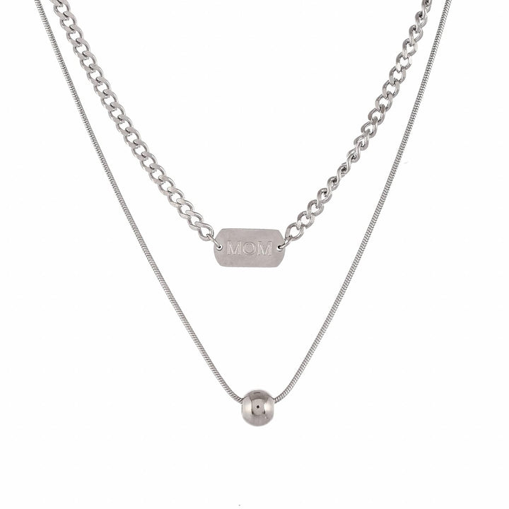 Mom Inscribed Layer Necklace | Mom Inscribed Pendant Layer Necklace for Women