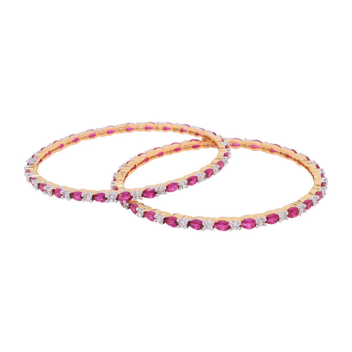 Gold Plated Ruby Bangle for Women and Girls | Gold Plated American Diamond Red Ruby Pear Bangle
