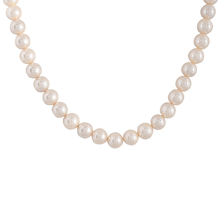 White Sea Shell Round Pearl Necklace | White Sea Shell Pearl String Beads - Classic Beauty