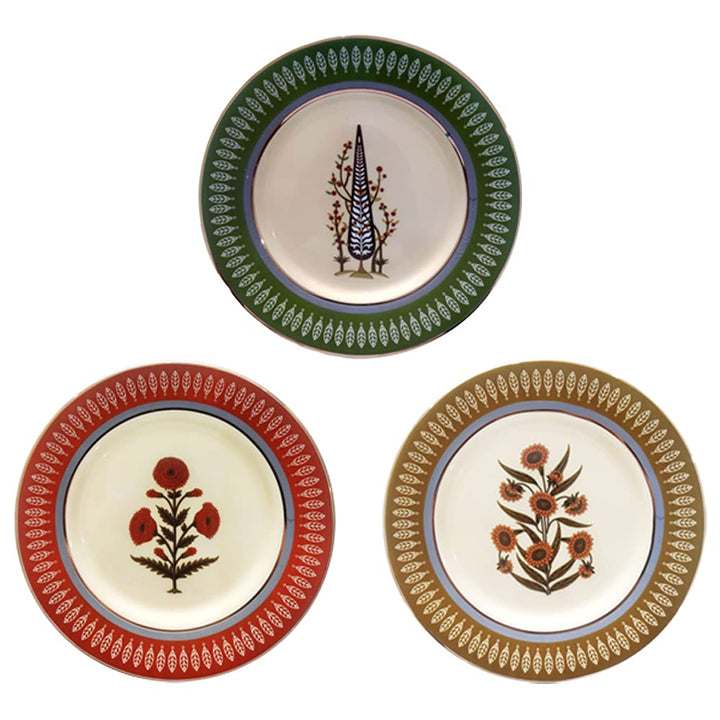 11-Inch Ceramic Plate Set | Classic Wall Hanging Ceramic Plate 11" Set of 3 - Multi Color
