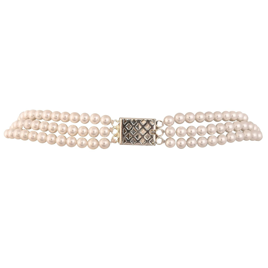 Three-Line White Round Pearl Necklace Set | Three-Line White Pearl Set - Elegant Long Necklace