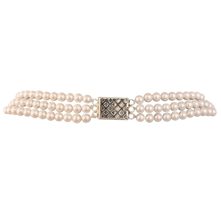 Three-Line White Round Pearl Necklace Set | Three-Line White Pearl Set - Elegant Long Necklace