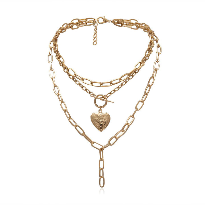 Thick Chain Necklace with Heart Locket | Thick Chain Tassel Necklace with Open Heart Locket
