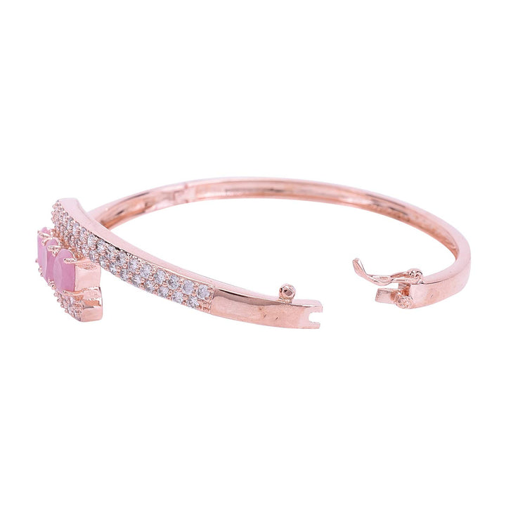 Gold Plated CZ Studded Bracelet | Gold Plated Openable Designer Sleek Bracelet