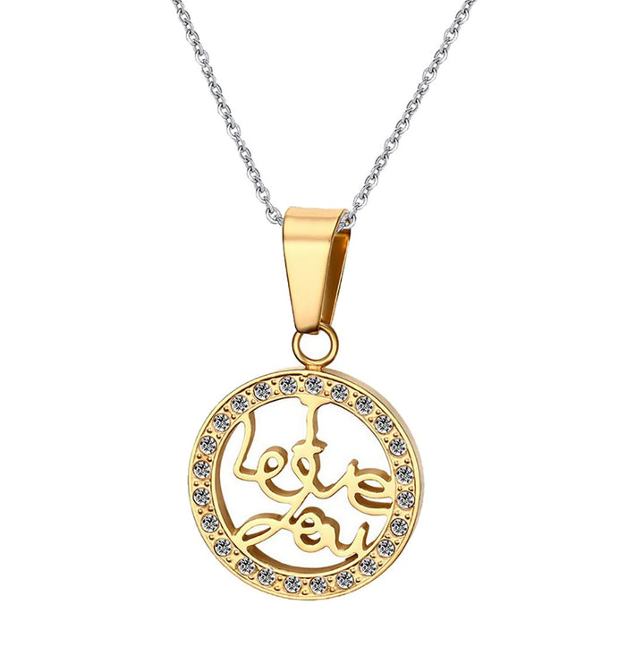 Stainless Steel CZ Pendant | CZ Stones Stainless Steel Golden Pendant Necklace