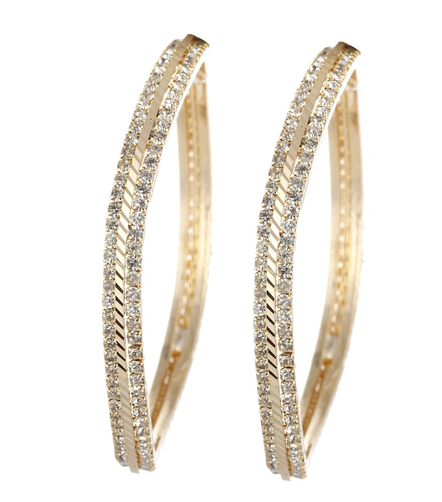Golden Bangles with Metal and Crystal | Sizzling Stone Golden Bangles