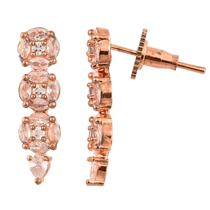 Rose Gold Necklace Set with CZ Stones | Rose Gold Plated American Diamond Necklace Set