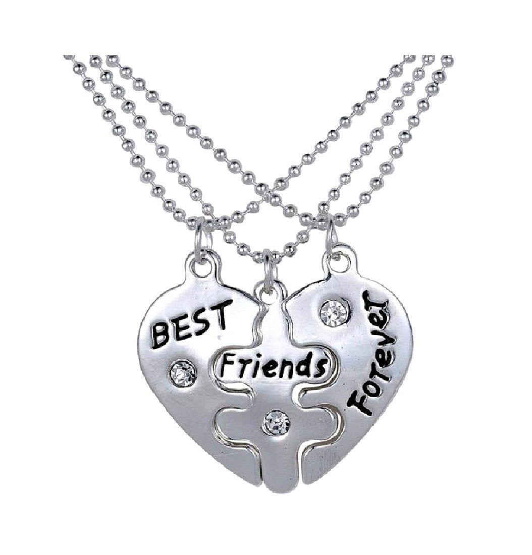 Friendship Couple Chain Pendants - Metal, Ball Chain | Silver Best Friends Forever Couple Chain Pendants