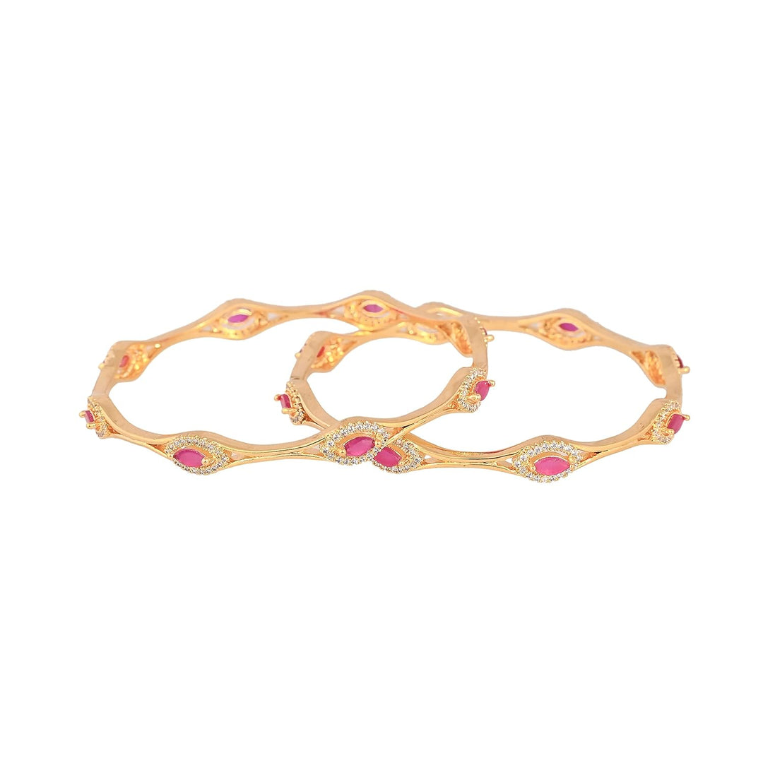 American Diamond Rose Gold Bangle Set | Rose Radiance 18k Rose Gold Plated Bangle Set