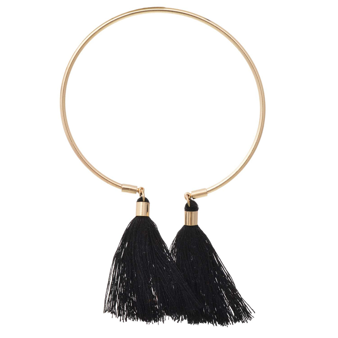 Black Tassel Golden Bangle Bracelet | Stylish Black Tassell Drops Golden Bangle Bracelet