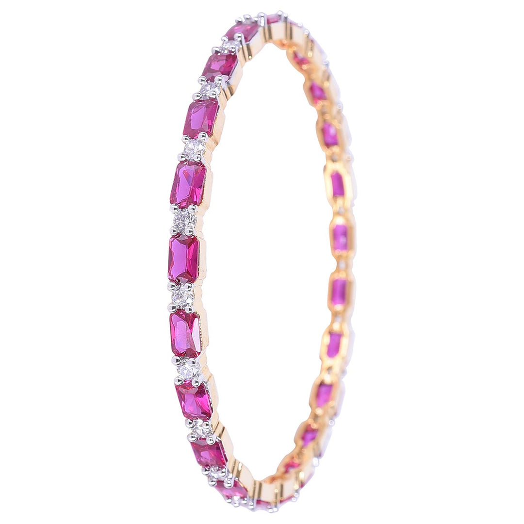 Gold Plated Diamond Bangles - Size 2.4 | Gold Plated American Diamond Ruby Red White CZ Bangles