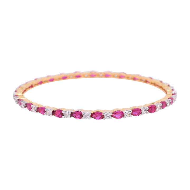 Gold Plated Ruby Bangle for Women and Girls | Gold Plated American Diamond Red Ruby Pear Bangle