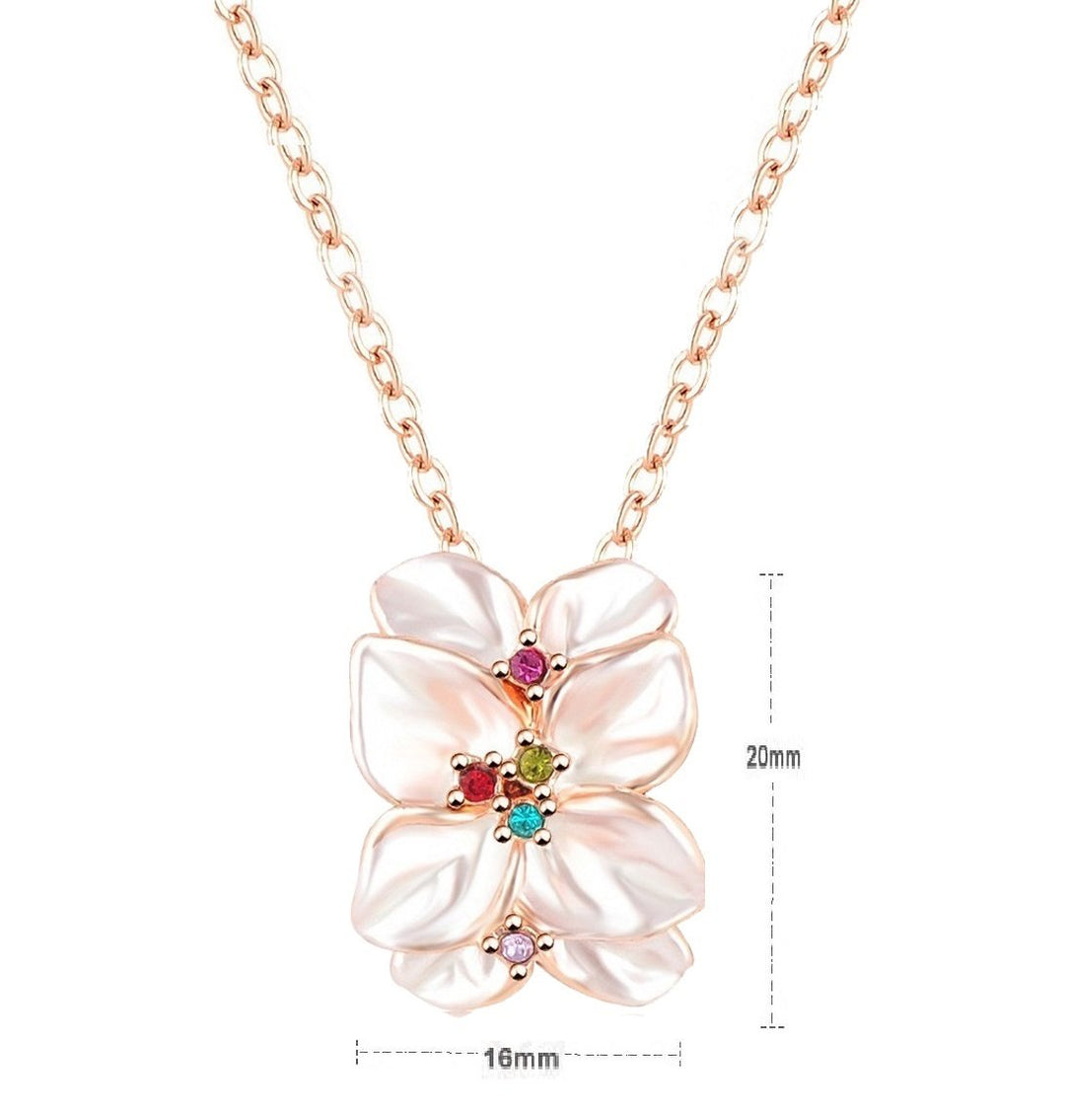Elegant Floral Pendant Necklace | White Austrian Crystal Enamel Floral Pendant Necklace for Women & Girls