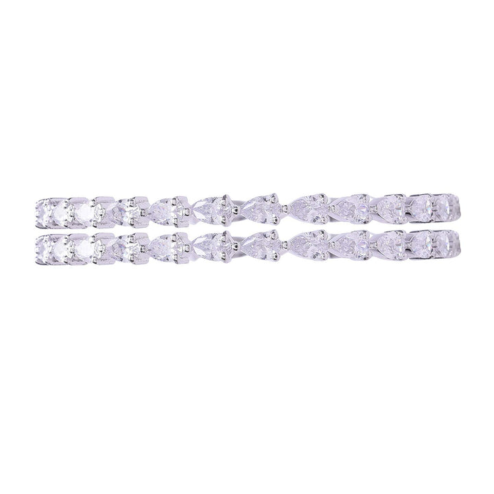 Silver Plated Bangles with American Diamond Stones | Silver Plated Pear American Diamond Bangles