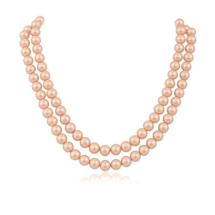 Imitation Pearl Double Strand Necklace Set with Earrings | Double Strand Imitation Pearl Set - Timeless Beauty