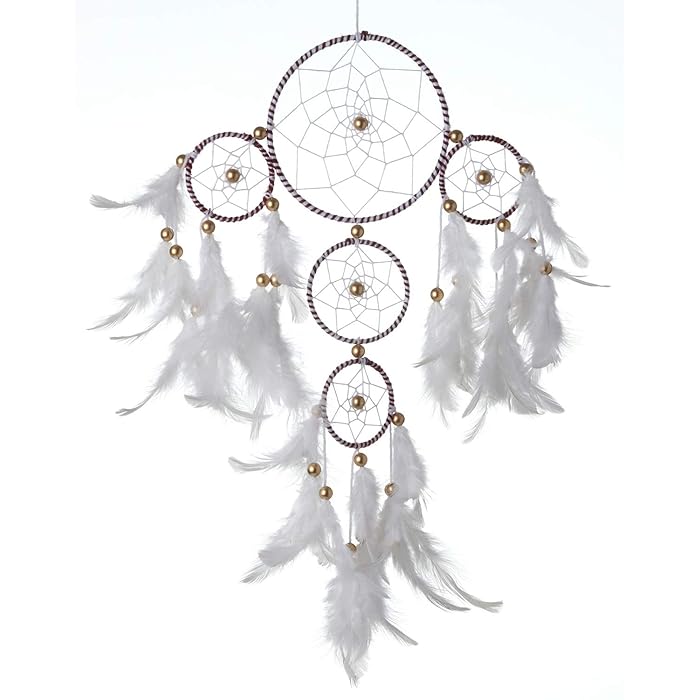White & Brown Dream Catcher | Handmade White and Brown 4-Tier Dream Catcher with Pretty Lights