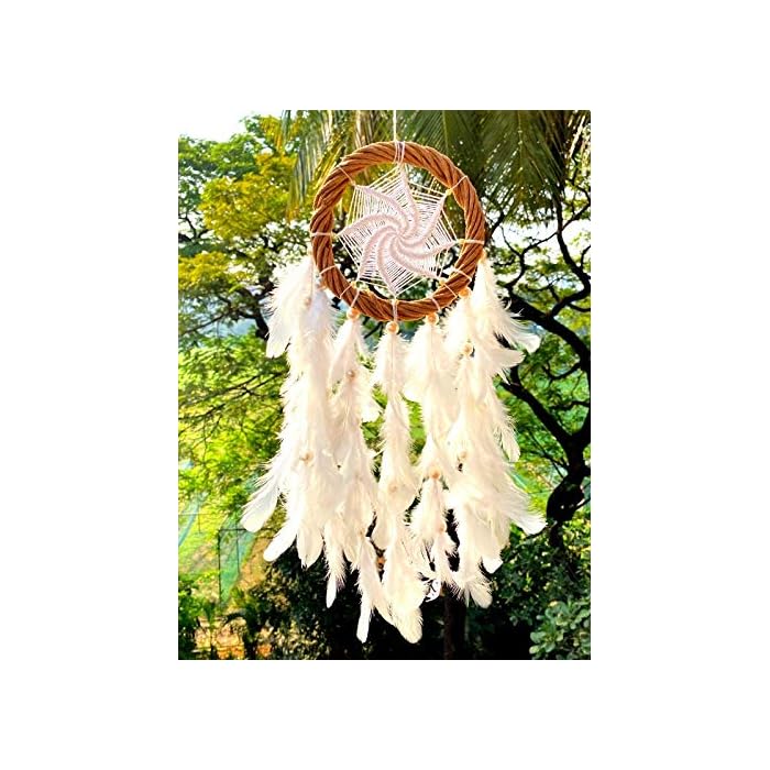 Handmade White Dream Catcher with Lights | White Magic Wreath Dream Catcher with Lights (Positivity Decor)