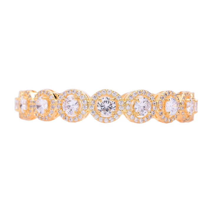 Gold Plated Diamond Bangle for Special Occasions | Gold Plated CZ American Diamond White Bangles Set